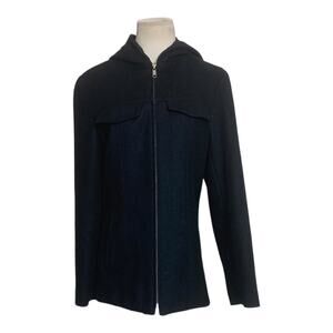 B. Moss women black wool zippered hoodie jacket size small